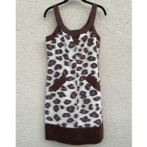 DVF Leopard Print Cookie Sleeveless Dress 4 Brown Cream